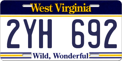 WV license plate 2YH692
