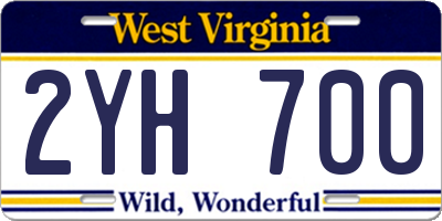 WV license plate 2YH700