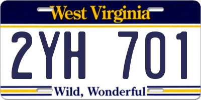 WV license plate 2YH701