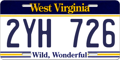 WV license plate 2YH726