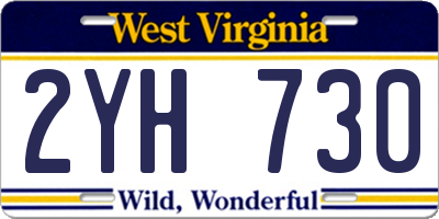 WV license plate 2YH730