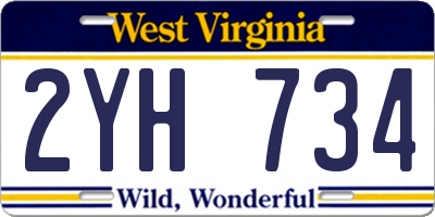 WV license plate 2YH734