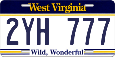 WV license plate 2YH777