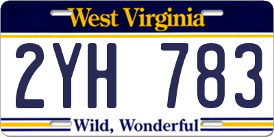 WV license plate 2YH783
