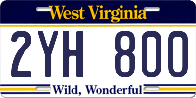 WV license plate 2YH800