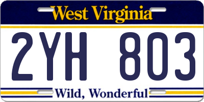 WV license plate 2YH803