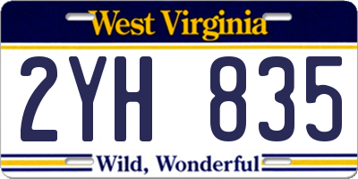 WV license plate 2YH835