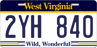 WV license plate 2YH840