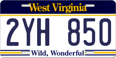 WV license plate 2YH850