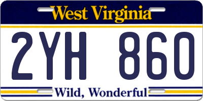 WV license plate 2YH860