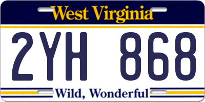 WV license plate 2YH868