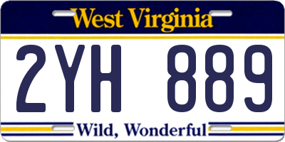 WV license plate 2YH889