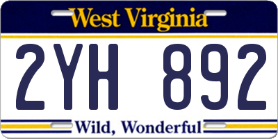 WV license plate 2YH892
