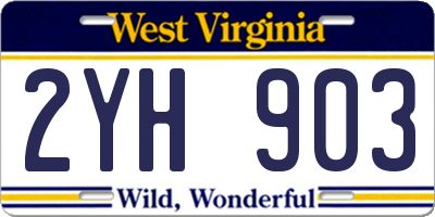 WV license plate 2YH903