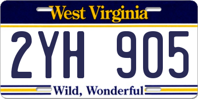 WV license plate 2YH905
