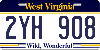 WV license plate 2YH908
