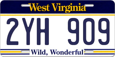 WV license plate 2YH909
