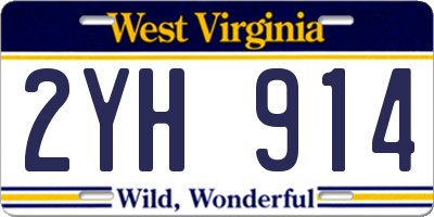 WV license plate 2YH914