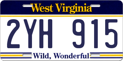 WV license plate 2YH915