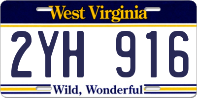 WV license plate 2YH916