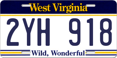 WV license plate 2YH918