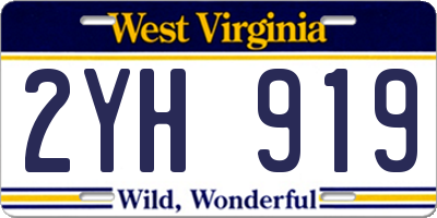 WV license plate 2YH919