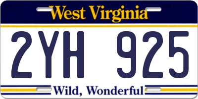 WV license plate 2YH925