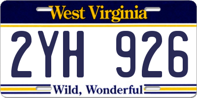 WV license plate 2YH926