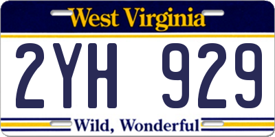 WV license plate 2YH929