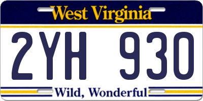WV license plate 2YH930