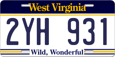 WV license plate 2YH931