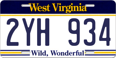 WV license plate 2YH934