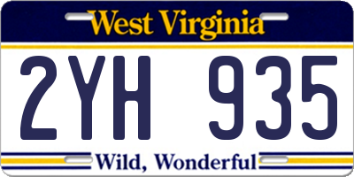 WV license plate 2YH935