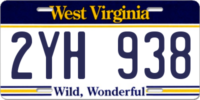 WV license plate 2YH938