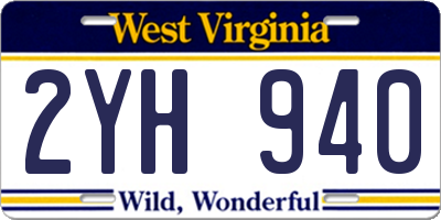 WV license plate 2YH940