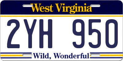 WV license plate 2YH950