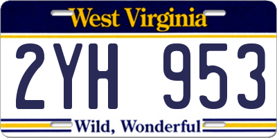 WV license plate 2YH953