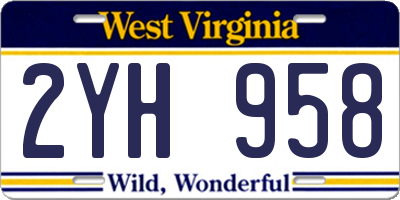 WV license plate 2YH958
