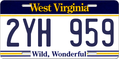 WV license plate 2YH959