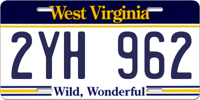 WV license plate 2YH962