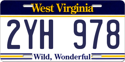 WV license plate 2YH978