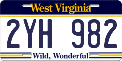 WV license plate 2YH982