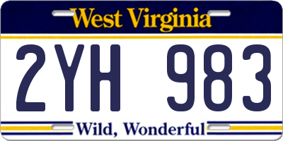 WV license plate 2YH983