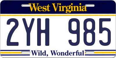 WV license plate 2YH985