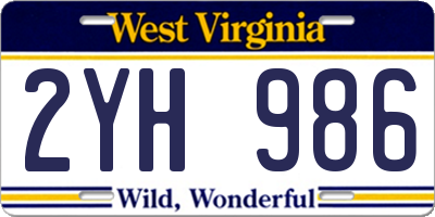 WV license plate 2YH986