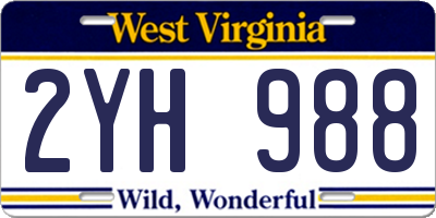 WV license plate 2YH988