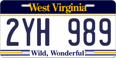 WV license plate 2YH989