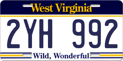 WV license plate 2YH992