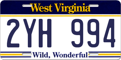 WV license plate 2YH994