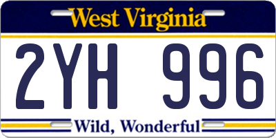 WV license plate 2YH996